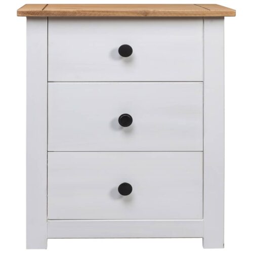Bedside Cabinet White 46x40x57cm Pinewood Panama Range - Image 3