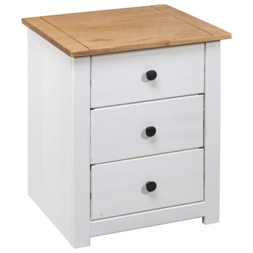 Bedside Cabinet White 46x40x57cm Pinewood Panama Range - Image 4