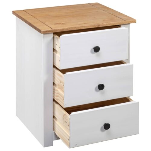 Bedside Cabinet White 46x40x57cm Pinewood Panama Range - Image 5
