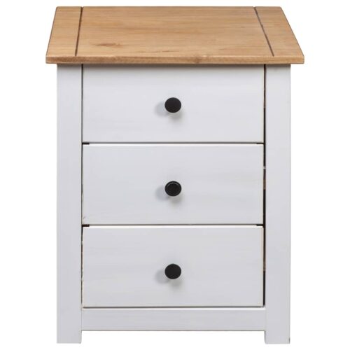 Bedside Cabinet White 46x40x57cm Pinewood Panama Range - Image 6