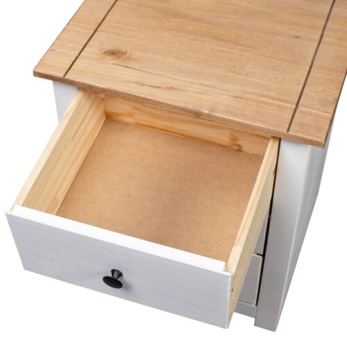 Bedside Cabinet White 46x40x57cm Pinewood Panama Range - Image 7