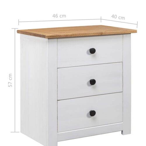 Bedside Cabinet White 46x40x57cm Pinewood Panama Range - Image 9