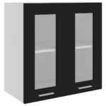 Hanging Glass Cabinet Black 60x31x60cm Engineered Wood