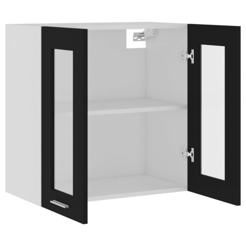 Hanging Glass Cabinet Black 60x31x60cm Engineered Wood - Image 6