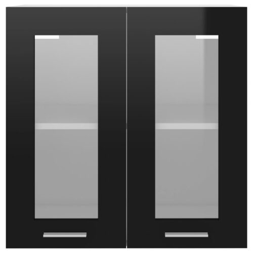 Hanging Glass Cabinet Black 60x31x60cm Engineered Wood - Image 7
