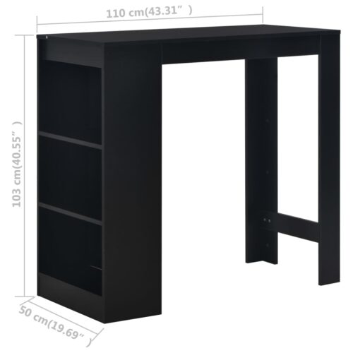 Bar Table with Shelf Black 110x50x103cm - Image 6