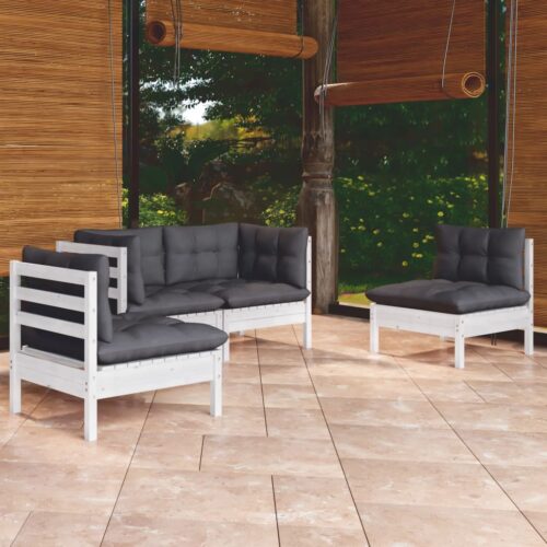 4-Piece Garden Lounge Set with Cushions Pine Wood Outdoor Patio Furniture - Image 8