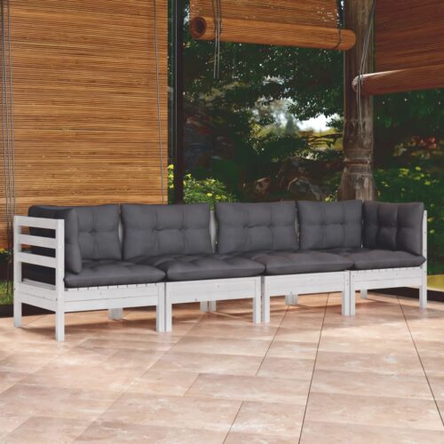 4-Piece Garden Lounge Set with Cushions Pine Wood Outdoor Patio Furniture - Image 8