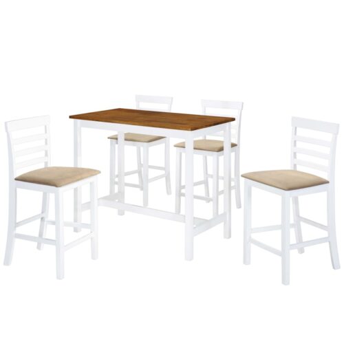 Bar Table Stool Set 5 Pieces MDF Dark Brown