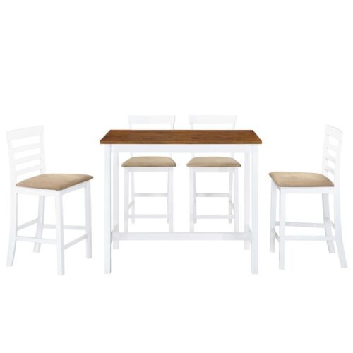Bar Table Stool Set 5 Pieces MDF Dark Brown - Image 2