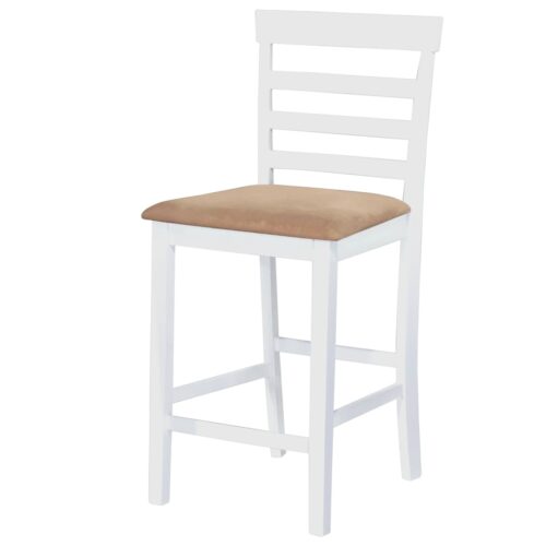 White Wooden Bar Table 4 Bar Chairs Set - Image 3