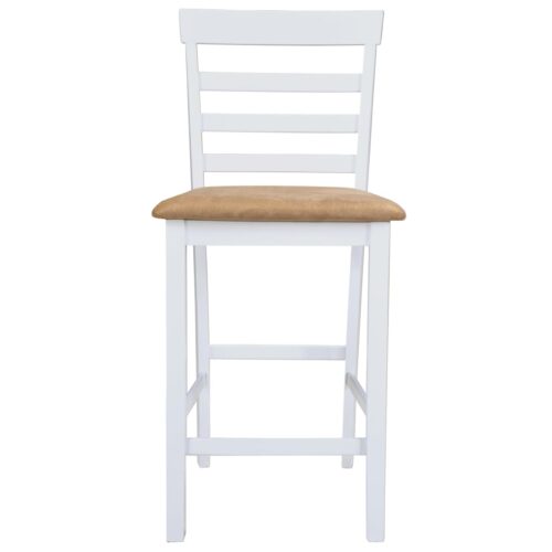 White Wooden Bar Table 4 Bar Chairs Set - Image 4