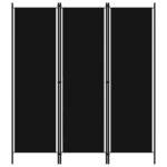 3-Panel Room Divider Black 150x180cm