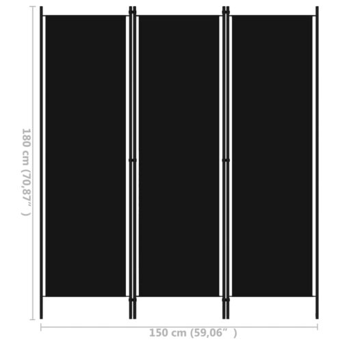 3-Panel Room Divider Black 150x180cm - Image 6
