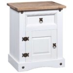 Bedside Cabinet Mexican Pine Corona Range White 53x39x66cm