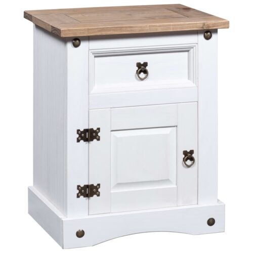 Bedside Cabinet Mexican Pine Corona Range White 53x39x66cm