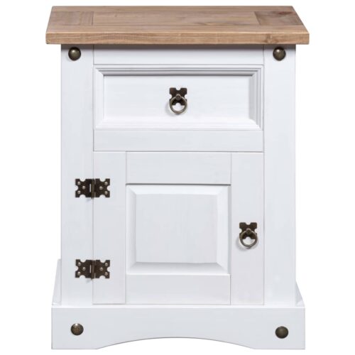 Bedside Cabinet Mexican Pine Corona Range White 53x39x66cm - Image 2