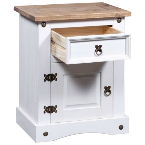Bedside Cabinet Mexican Pine Corona Range White 53x39x66cm - Image 3
