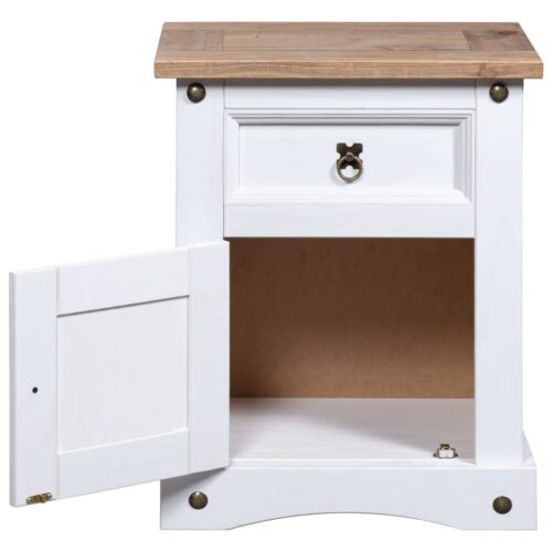 Bedside Cabinet Mexican Pine Corona Range White 53x39x66cm - Image 4
