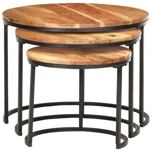 Nesting Tables 3pcs Solid Wood Acacia - Image 2