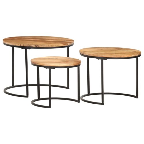 Nesting Tables 3pcs Solid Wood Acacia - Image 3