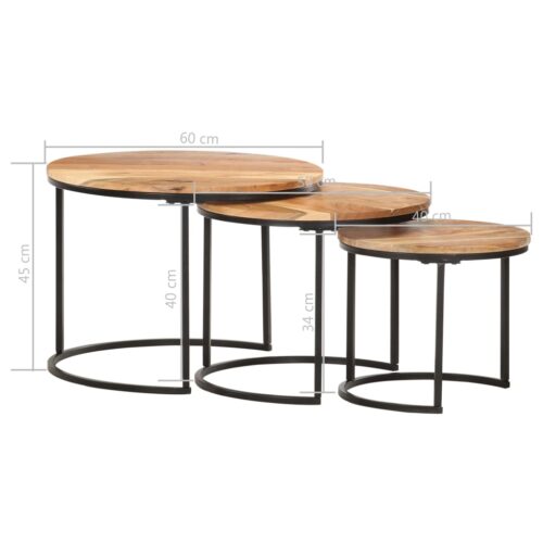 Nesting Tables 3pcs Solid Wood Acacia - Image 10
