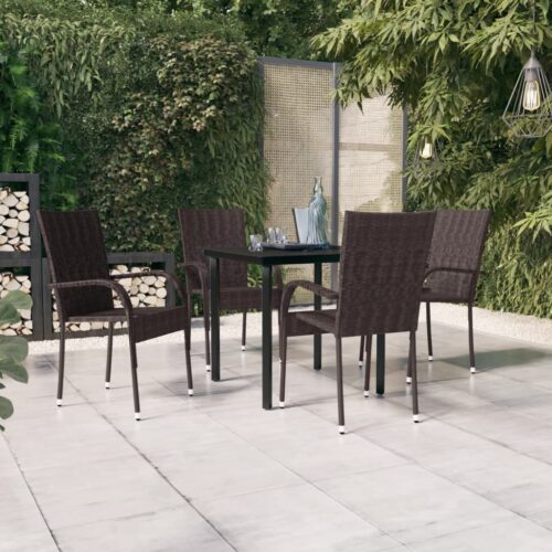 5-Piece Outdoor Dining Set Brown Black - Image 9