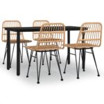 5-Piece Garden Dining Set Poly Rattan Wicker Outdoor Patio Furniture