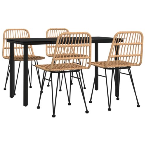 5-Piece Garden Dining Set Poly Rattan Wicker Outdoor Patio Furniture - Image 3
