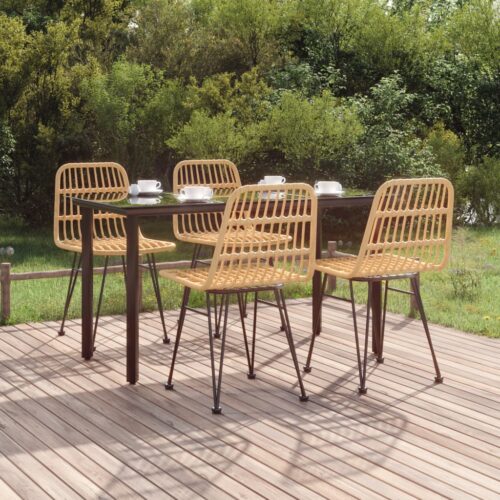 5-Piece Garden Dining Set Poly Rattan Wicker Outdoor Patio Furniture - Image 12