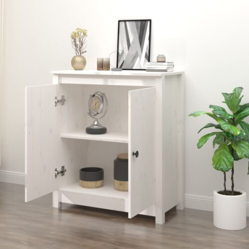 Sideboard White 70x35x80cm Solid Wood Pine - Image 3