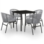 5-Piece Garden Dining Set Grey