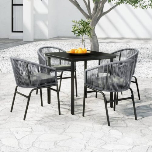 5-Piece Garden Dining Set Grey - Image 9