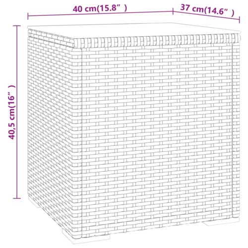 Outdoor Side Table Garden Patio Bistro Coffee Stand Wicker Rattan Tempered Glass Grey - Image 5