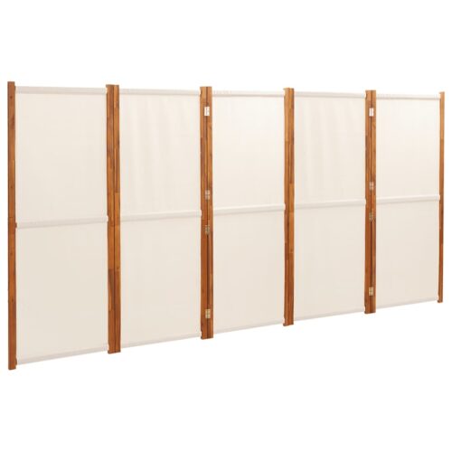 5-Panel Room Divider Cream White 350x180cm - Image 2