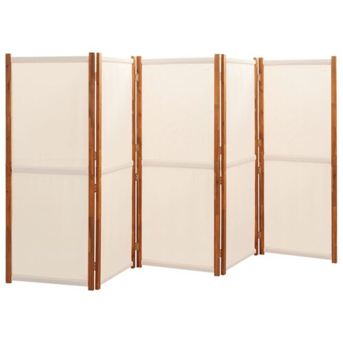 5-Panel Room Divider Cream White 350x180cm - Image 3