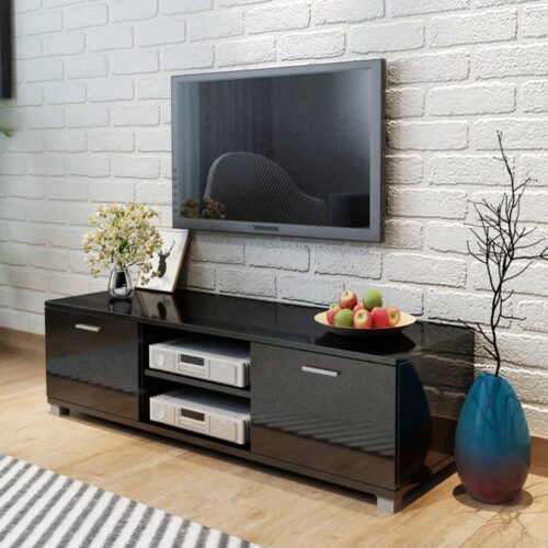 TV Cabinet High-Gloss Black 140x40.5x35cm