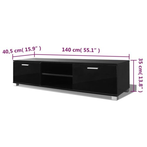 TV Cabinet High-Gloss Black 140x40.5x35cm - Image 5