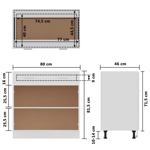 Drawer Bottom Cabinet White 80x46x81.5cm Engineered Wood - Image 10