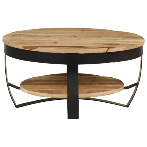 Coffee Table 65cm Solid Rough Mango Wood - Image 2