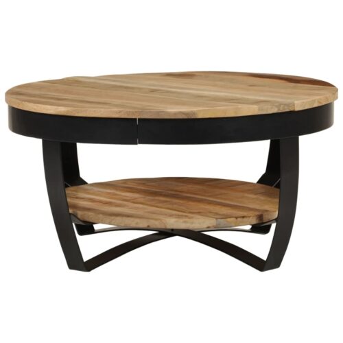 Coffee Table 65cm Solid Rough Mango Wood - Image 3