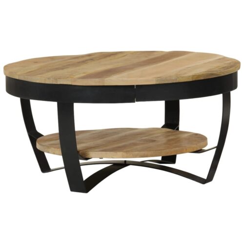 Coffee Table 65cm Solid Rough Mango Wood - Image 9