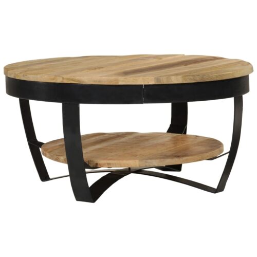 Coffee Table 65cm Solid Rough Mango Wood - Image 10