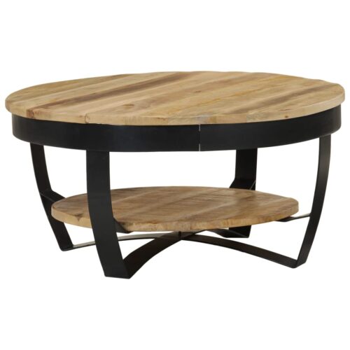 Coffee Table 65cm Solid Rough Mango Wood - Image 12