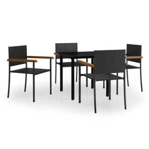 5-Piece Garden Dining Set Black