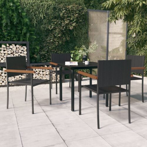 5-Piece Garden Dining Set Black - Image 9