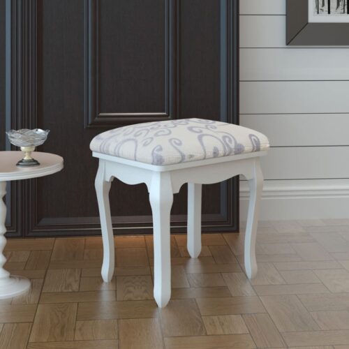 Dressing Stool Warm White Fabric - Image 6