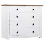 Side Cabinet White 80x40x73cm Pine Panama Range