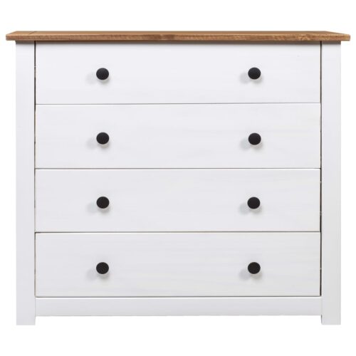 Side Cabinet White 80x40x73cm Pine Panama Range - Image 2