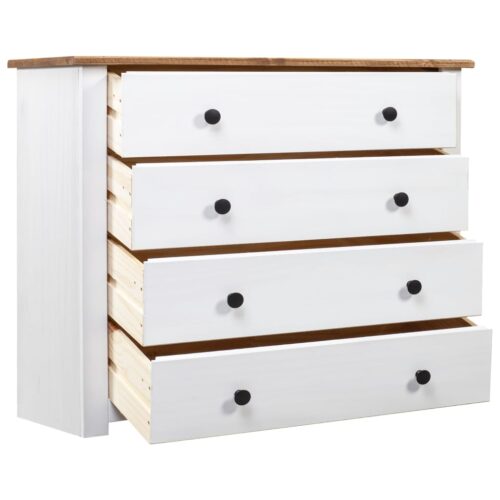 Side Cabinet White 80x40x73cm Pine Panama Range - Image 3